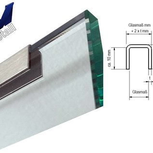 Versandmetall V4A (316L) Einfassprofil Brüstungsglas Balkon aus 1,0mm Edelstahl für Glasstärken von 10mm bis 18mm Glas