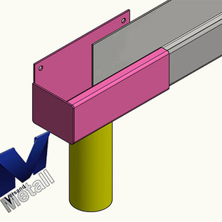 Versandmetall Gouttière de pluie forme P1 - queue gauche avec embout de vidange - surface brossé en grain 320  en acier inoxydable