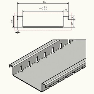 Versandmetall Caniveaux de drainage Kit économique en aluminium Largeur d'entrée 90mm Quantité de commande 10m, 20m, 30m, 40m, 50m