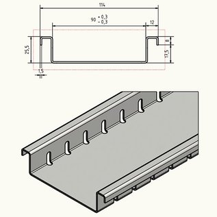 Versandmetall Drainagerinne aus Aluminium, ohne Rost, Einlaufbreite 90mm Bestellmengen 10m, 20m, 30m, 40m, 50m