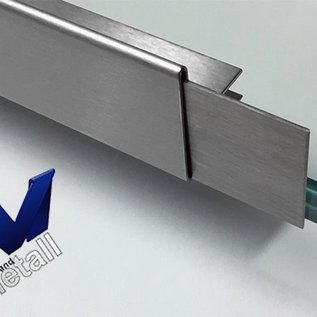 Versandmetall RVS glazen dakgoot 13mm voor ESG glas 12mm of VSG glas 12.76 mm, 1.4301 buitensnede K320