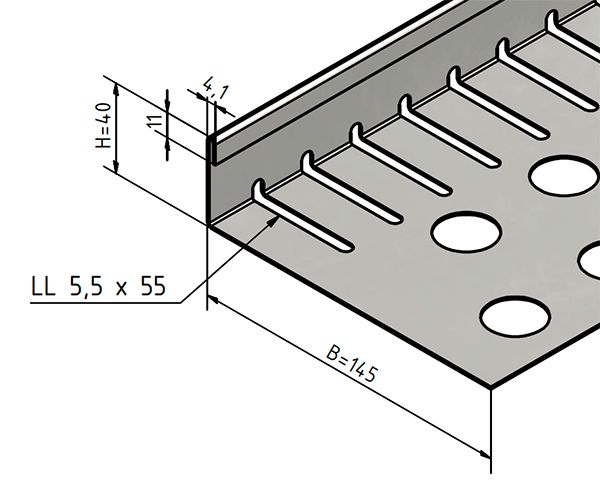 Edelstahl Kiesfangleiste höhenverstellbar 90-130mm Kiesleiste außen Schliff K320 
