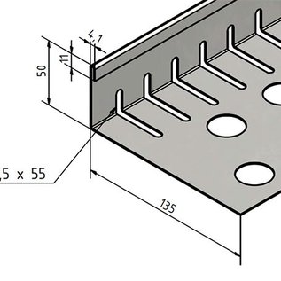 Versandmetall Kiesfangleiste klein mit Falz - Edelstahl – Gelocht – 90° gekantet.