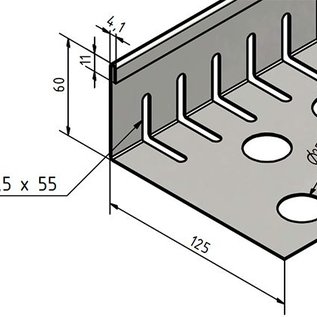 Versandmetall Grindkeringsprofiel Grindprofiel klein met dubbele Bovenrand roestvrij Staal geperforeerd 1.4301 gezet 90°