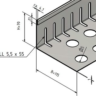 Versandmetall Kiesfangleiste klein mit Falz - Edelstahl – Gelocht – 90° gekantet.