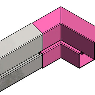 Versandmetall Regenrinne P2 - Innen-Eckverbinder 90° - aus Edelstahl 1.4301 außen Schliff K320