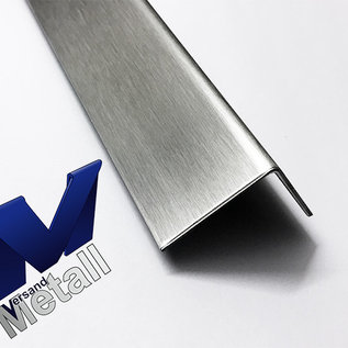 Versandmetall - 100 Stück Edelstahlwinkel gleichschenkelig 1-fach gekantet 1,0 mm 30x30mm L=2000mm AUSSEN Schliff K320