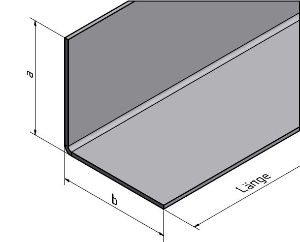 L-Profil aus Edelstahl 2-fach gekantet, Oberfläche auswählbar von