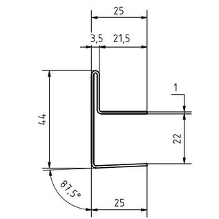 Versandmetall Gouttière en verre inox 22 mm pour verre ESG 21 mm ou verre VSG 21,76 mm, 1.4301 coupe extérieure K320