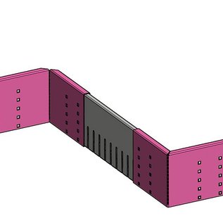 Versandmetall Grindkeringsprofiel Grindprofiel rechte verbinding groot geperforeerd Aluminium, Hogte 80-120mm gezet 90°