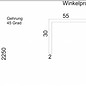Versandmetall - 3 Stück Edelstahlwinkel 2,0mm Aussen K320 1-fach gekantet axb 30x55mm Länge 2x2250mm 1x225mm auf Gehrung gemäß Skizze gesägt