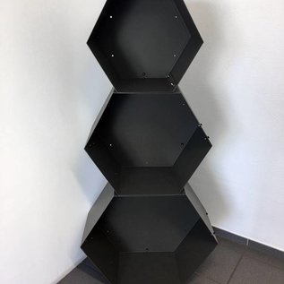 Versandmetall Ètagère de bois de chauffage HEXAGON composé de 3 modules de différentes tailles XL produit en acier surface  enduit de   poudre