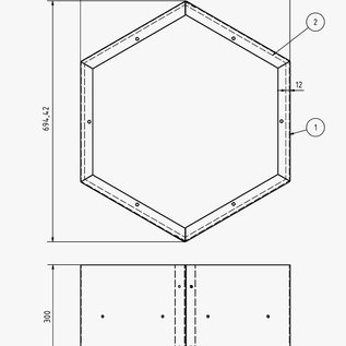 Versandmetall Kaminholzregal HEXAGON aus 2 verschieden große Module XL aus pulverbeschichtetem Stahl