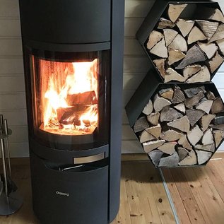 Versandmetall Kaminholzregal HEXAGON aus 2 verschieden große Module XL aus pulverbeschichtetem Stahl