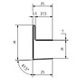 Versandmetall Edelstahl Glasdach-Regenrinne 26mm für ESG-Glas 25mm oder VSG Glas 25,76mm, 1.4301 aussen Schliff K320