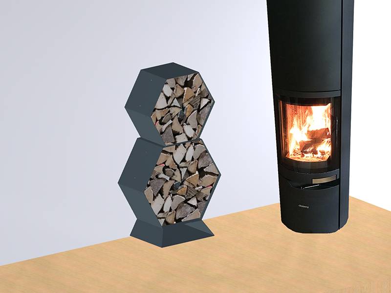 Étagère en bois de chauffage pratique Acier poudre revètue élégant et  décoratif HEXAGON XL Acheter à Versandmetall - Versandmetall