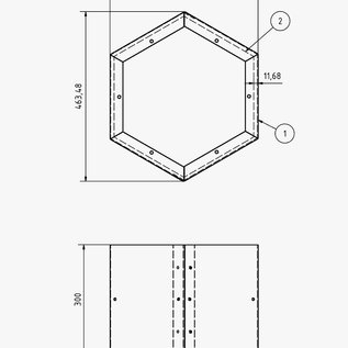 Versandmetall Legbord voor brandhout HEXAGON gemaakt van 3 modules van verschillende Maaten XL met voetstuk geproducered staal oppervlakke poedercoated