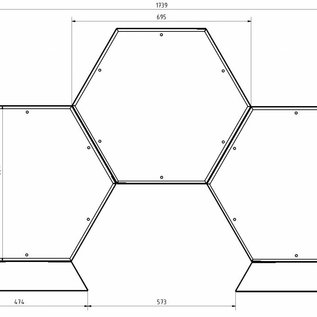 Versandmetall Ètagère de bois de chauffage HEXAGON composé de 3 modules de différentes tailles XL avec 2 Piedestals produit en acier surface enduit de poudre