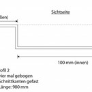 Versandmetall - 1 Stck Edelstahlprofil Aussen K320, 42x46x24x104x24mm Länge 980mm nach Skizze gekantet