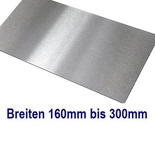 Tôles en acier inoxydable 1.4301 de 160 à 300 mm de largeur jusqu'à 2000 mm de longueur