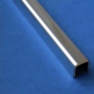 Versandmetall Profil encadrement en U, en acier inoxydable de 1,0mm, longueur 1250 mm, pour verre de 8 jusqu'à 12,52mm