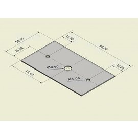 42- St V2A 1.4301 Edelstahlblech t= 1,0mm 50mm Breite x 90 mm Länge gelocht nach Skizze einseitig Korn 320 Eckenradius  R1mm