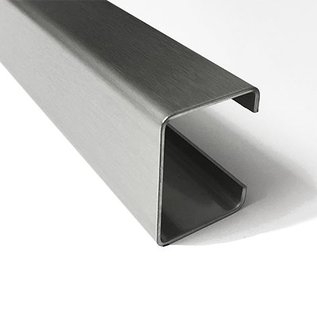 Versandmetall Profil en C acier inoxydable surface brossé en grain 320  hauteur 30 mm largeur c = 40 à 80 mm longueur 2000 mm