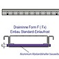 Versandmetall Draingoten Roostergoten Afvoergoten Sparset vorm "F" Aluminium Hoogte 25,5mm Breedte van inlaat 90mm laag inbouwhoogte