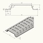 Versandmetall 2 m (2000 mm) drainagetakkanaal van aluminium 100 mm breed, hoogten van 15 tot 30 mm