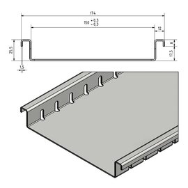 Versandmetall Caniveaux de drainage de forme F2 de seulement 25,5 mm de haut en aluminium, largeur d'entrée 150 mm
