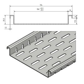 Versandmetall Sparsets Drainage Vorm Fx2 met bodemperforatie slechts 25,5 mm hoog in aluminium inlaatbreedte 150 mm