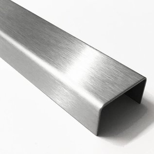 Versandmetall U-profiel gemaakt van roestvrij staal, gevouwen binnenafmetingen axcxb 30x30x30mm, oppervlakteafwerking K320