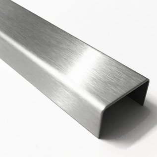 Versandmetall U-profiel gemaakt van roestvrij staal, gevouwen binnenafmetingen axcxb 37,5x60x37,5mm, oppervlakteafwerking K320