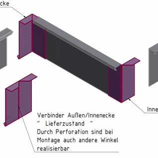 Versandmetall 2,5m lange stabile Rasenkanten Kiesleiste Beeteinfassung aus Edelstahl rostfrei 130-200mm hoch, 20mm breit