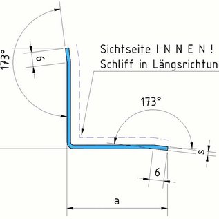 Versandmetall Innen-Kantenschutzwinkel 3-fach gekantet  Materialdicke 1,0 mm axb 23 x 55 mm  Länge 2000 mm Innen spiegelnd, glänzend