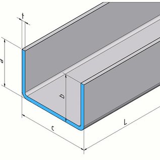 Versandmetall U-Profil aus Aluminium anthrazit (RAL 7016) gekantet bis Breite c= 30 mm und Länge 1250 mm