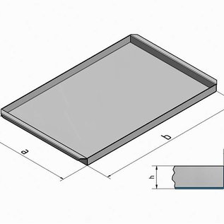 Versandmetall Roestvrijstalen kuip R2 gelast Materiaaldikte 1,5 mm lengte / diepte (a) 250 mm buitengrond K320