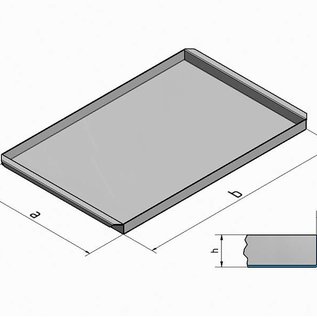Versandmetall Edelstahlwanne R2  geschweißt Materialstärke 1,5mm  Länge/Tiefe (a)  500 mm Außen Schliff K320