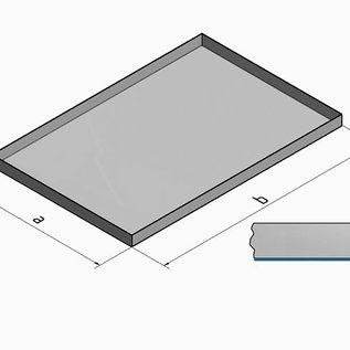 Versandmetall Edelstahlwanne R1 geschweißt Materialstärke 1,5mm  Breite 450 mm Außen Schliff K320