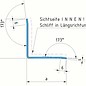 Versandmetall Innen Eckwinkel Abschlussleiste Länge 1.000mm  Innen  2R (IIID) spiegelnd, glänzend