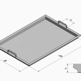 Versandmetall Roestvast stalen kuip R3 gelast Materiaaldikte 1,5 mm lengte / diepte (a) 500 mm buitengrond K320