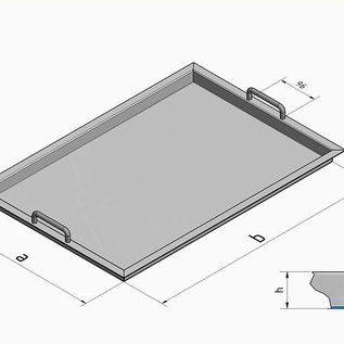 Versandmetall Edelstahlwanne R3  geschweißt Materialstärke 1,5mm  Länge/Tiefe (a)  250 mm Außen Schliff K320
