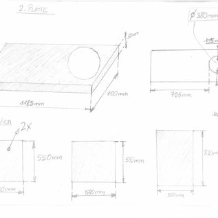 Set [5 pcs] Feuille en acier inoxydable (1.4301) 1.5mm unilatérale K320 jointe au croquis "inox 3"