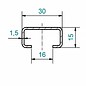 Versandmetall Economy set C-profiel klein geborsteld, hoogte 15mm breedte c= 30mm lengte 1250mm gemaakt van 1,5mm RVS K320