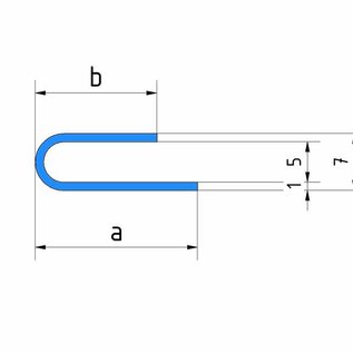 Versandmetall Klemmprofiel Klof 5mm roestvrij Staal axb 15x20mm dikte 1,0mm Lengte 1000mm buitenzijde geschuurd(grid320)