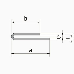 Versandmetall Klemmprofil Spalt 1,5 mm Edelstahl a/b 20/15mm t= 1,0mm Länge 2000 mm, außen Schliff K320