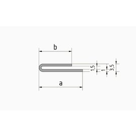 Versandmetall Klemmprofiel Klof 1,5mm  roestvrij Staal  axb 15x20mm  dikte 1,0mm  Lengte 1000mm buitenzijde geschuurd(grid320)