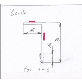Set [ 3 Stck ] Borde  Edelstahl Bleche 1,0mm Edelstahl, gebürstet Korn gekanten und mit Falz 10mm  axb 15x30/10 1xL=1500mm 1xL=1190mm1xL=900mm