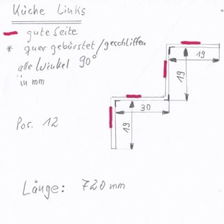 Set [2 pièces] Profilé en W pour dessiner des feuilles en acier inoxydable de 1,0 mm en acier inoxydable, à bords brossés 1x19x23x34x60 L = 720mm 1x19x30x19x19 L = 720mm