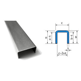 Versandmetall U-plaat van 1,5 mm roestvrij staal (V2A 1.4301 - OD-slijpmachine K320 - axcxb 18x20x18mm lengte 2.500mm